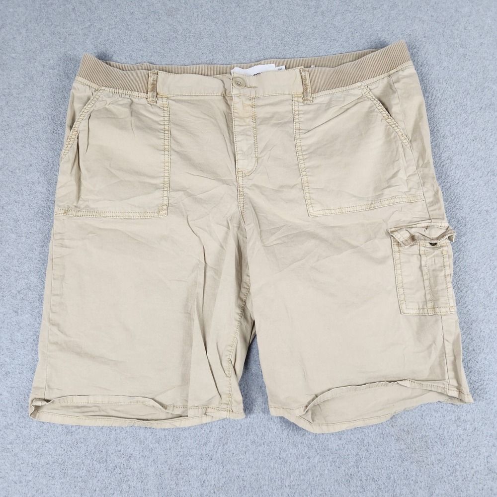 Sonoma Goods For Life Utility Cargo Shorts Womens 16W Tan Ribbed Waist Stretch